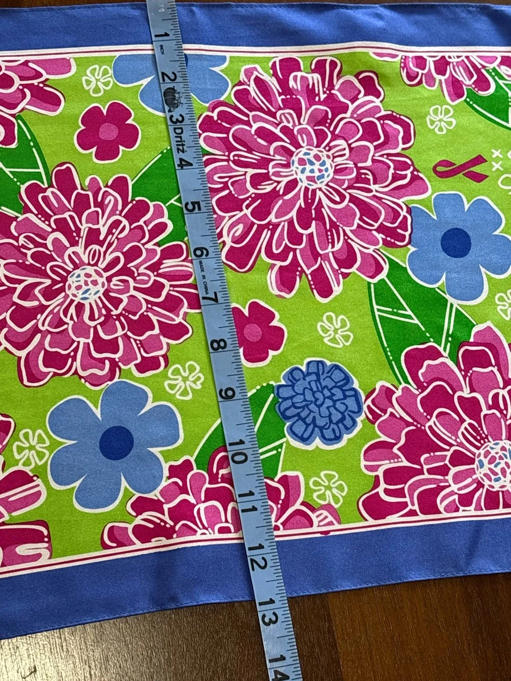 Lilly Pulitzer silk, floral breast cancer awareness scarf. Collab with Ford